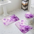 thumbnail image 3 of Purple Rose Bathroom Rugs Set Floral Reflection Non Slip Absorbent Soft Bath Mats 3 Piece Set with Bathroom Rug, U-Shaped Floor Mat, Toilet Seat Cover Small Size, 3 of 9