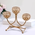 thumbnail image 6 of Sparking Crystal Holder 3 Arms Tealight Candelabra stick Golden, 6 of 8