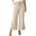 thumbnail image 2 of ATENAR Pants for Women Comfortable High Waist Pants Drawstring Pant Beige 3XL, 2 of 7
