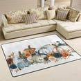 thumbnail image 2 of Dreamtimes Watercolour Pumpkin Fall Area Rug 72x48in Floral Bouquets Navy Blue Orange Non-Slip Floor Carpet Comfort Floor Mats Decor for Indoor Living Dining Room and Bedroom Area, 2 of 5