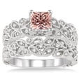 thumbnail image 2 of 1.5 Carat Morganite & Diamond Infinity Floral Antique Bridal setRound cut diamond on 10k White Gold, 2 of 3
