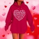 thumbnail image 1 of RKSTN Valentine's Day Hoodie for Women Oversized Valentines Heart Print Drawstring Hooded Sweatshirt Top Womens Casual Solid Plus Size Graphic Printed Loose Comfy Hood Fall Spring Clothes, 1 of 6