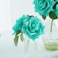 Efavormart 24Pcs Artificial Flowers Real Touch Turquoise Foam Roses ...