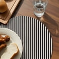 thumbnail image 3 of Black Striped Round 15 Inch Placemats Set of 2, Modern Simple Farmhouse Beige Vintage HeatResistant Non Slip Place Mats for Dining Table, Wipeable Braided Kitchen Table Mats for Housewarming, 3 of 9