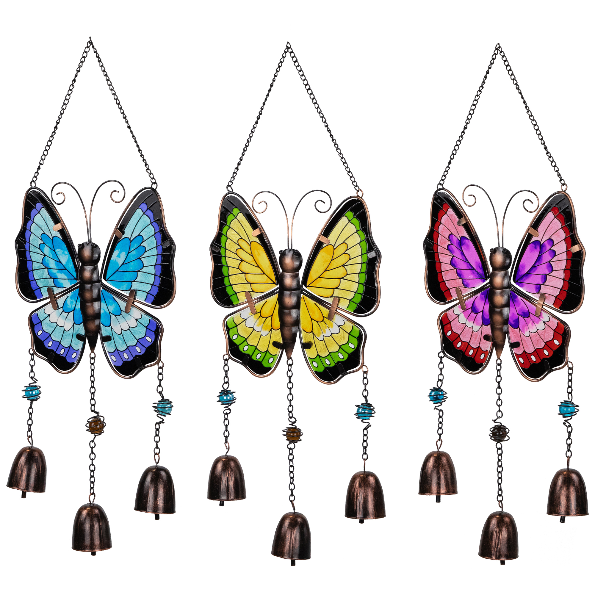 Northlight Metal Butterfly Outdoor Garden Suncatcher Windchimes - 21" - Set of 3