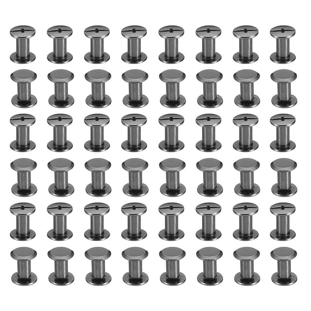 100 Conjuntos de Tornillos Chicago, M5x8mm Tornillo Chicago Niquelado Phillips Poste de Unión Tornillo Remaches para Cuero, Negro