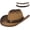 Brown+black, variant on Cowboy Hat for Men & Women - Sun Hat with 2 Interchangeable Bands, Wide Brim Outdoor Ranch Hat