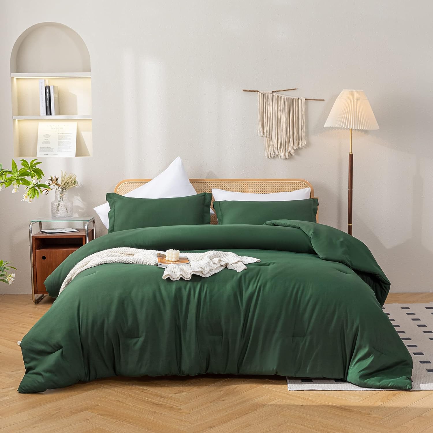 Emerald Green Comforter Set King Size Bed in a Bag 7 Piece Set