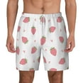 thumbnail image 2 of Picia Hand Drawn Strawberry pattern Mens Swim Trunks with Compression Liner Stretch Beach Shorts Quick Dry with Zipper Pockets No-Chafing Board Shorts-Small, 2 of 9