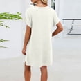 thumbnail image 6 of Kvture Womens Crochet Swim Cover Up Short Sleeve Waffle Knit Tops Bathing Suit Beach Dress Crew Neck Hollow Out Dresses White L, 6 of 6
