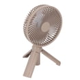thumbnail image 3 of Ventilador portátil telescópico recargable por USB para oficina y exteriores, de pie o de mano, color marrón claro, 3 of 8