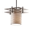 thumbnail image 2 of Justice Design POR-8100-10-WAVE-NCKL Limoges Metropolis - 4 Light Chandelier with Waves Flat Rim Cylinder Shade Brushed Nickel Incandescent Polished Chrome Finish, 2 of 2