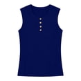 thumbnail image 4 of Womens Summer Tops Henley Shirt, Sleeveless Shirts for Women Casual Button Down Crewneck Tank Top Mothers Gifts, 4 of 5