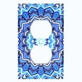 thumbnail image 2 of Metal Light Switch Plate Cover Teal Blue Mandala Icy Flower Tile Pattern MDL048, 2 of 13