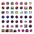 thumbnail image 1 of 50pcs Retro World Map Compass Geometric Stationery Sticker Set Travel Scrapbook Water Bottle Laptop Journal, 1 of 4