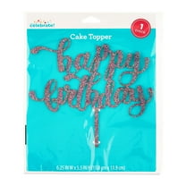 Multicolor Glitter Happy Birthday Cake Topper, 5" x 6", by Way To Celebrate