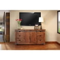 thumbnail image 4 of 70" Brown Solid Wood Cabinet Enclosed Storage Distressed TV Stand, 4 of 8
