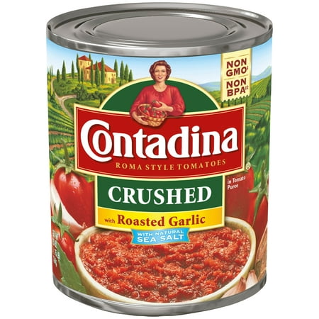 (6 Pack) Contadina Crushed Roma Style w/Roasted Garlic Tomatoes, 28 (Best Canned Crushed Tomatoes For Sauce)