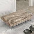 thumbnail image 3 of Contemporary Taupe Fabric Futon Sofa Bed with Chrome Metal Legs - 71" Wide, Extra Support, Modern Living Room Furniture, Converts to Bed, 3 of 6