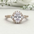 thumbnail image 3 of HeartsAndYou 2.2ct Engagement Ring for Women Oval Cut Moissanite Accent Halo Trilogy 18k Rose Gold over Silver, 3 of 8