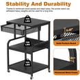 thumbnail image 6 of POAO Large Printer Stand with Storage Drawer,3-Tier Rolling Cart with Industrial Wheels for Desk, 5 Adjustable Shelf Mobile Printer Table,Black, 6 of 8