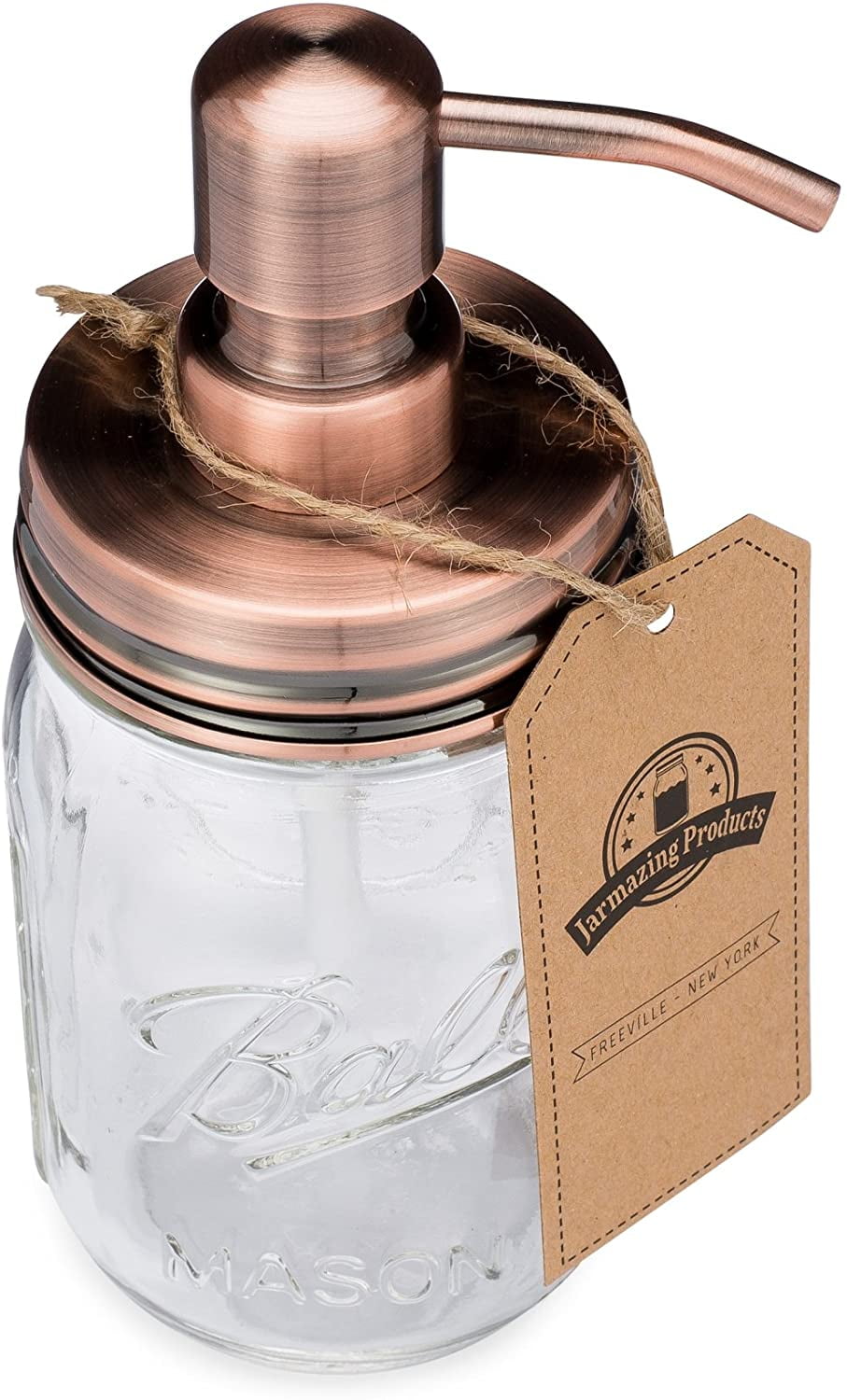 Classic Farmhouse 16oz Ball Glass Mason Jar Soap Dispenser - Copper