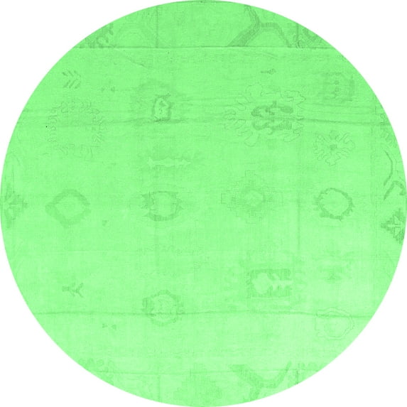 Ahgly Company Indoor Round Oriental Emerald Green Traditional Area Rugs, 8' Round