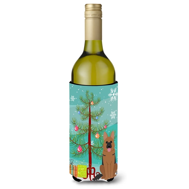 ""Caroline'S Treasures Bb4192Literk Feliz Árbol De Navidad Pastor Alemán Botella De Vino Aislante Para Bebidas Abrazadera 750 Ml Multicolor""