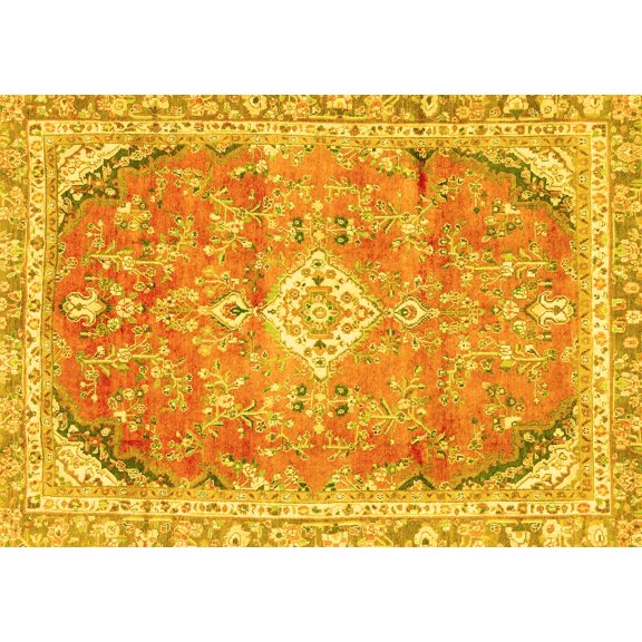 Ahgly Company Indoor Rectangle Abstract Yellow Modern Area Rugs, 5' x 7'