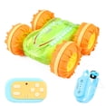 thumbnail image 1 of Graflsoa 2.4G Gesture-Controlled Amphibious RC Stunt Car with Dual Remote, LED Lights, and All-Terrain Tires for Kids - Transparent Green (Single Battery), 1 of 7