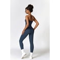 thumbnail image 2 of Set de entrenamiento QBGJTD, polainas sin mangas con espalda cruzada para mujer, azul M, 2 of 7