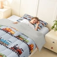 thumbnail image 4 of Castle Fairy Cartoon Vintage Train Twin Comforter Sets 3-Piece for Kids, Colorful Locomotive Bedding Set for Bedroom, Blue Red Green,Grey Reversible, 4 of 6