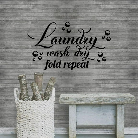 Laundry - Wash, Dry, Fold, Repeat, - Laundry Room Wall Quote Bubbles Vinyl Wall Art Wall Sticker Wall Decal Decoration For Home Room Kids Room Nursery Room Girls Boys Décor Design Size (10x10 inch)