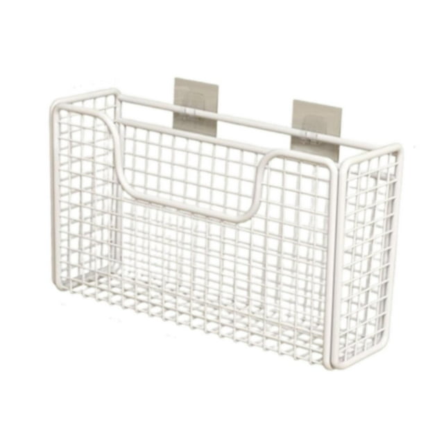 Organizador de puertas de armario de cocina, cestas colgantes para puertas de armario, acero al carbono estable Blanco L