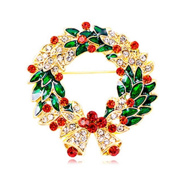 Ruifaya ☮Broche de copo de nieve navideño brillante con delicados diamantes de imitación para mujer