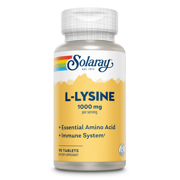 Solaray L-Lysine, Free-Form 1000mg | Amino Acid | Healthy Cognitive, Immune System, Bones & Skin Support | 90ct, 30 Serv