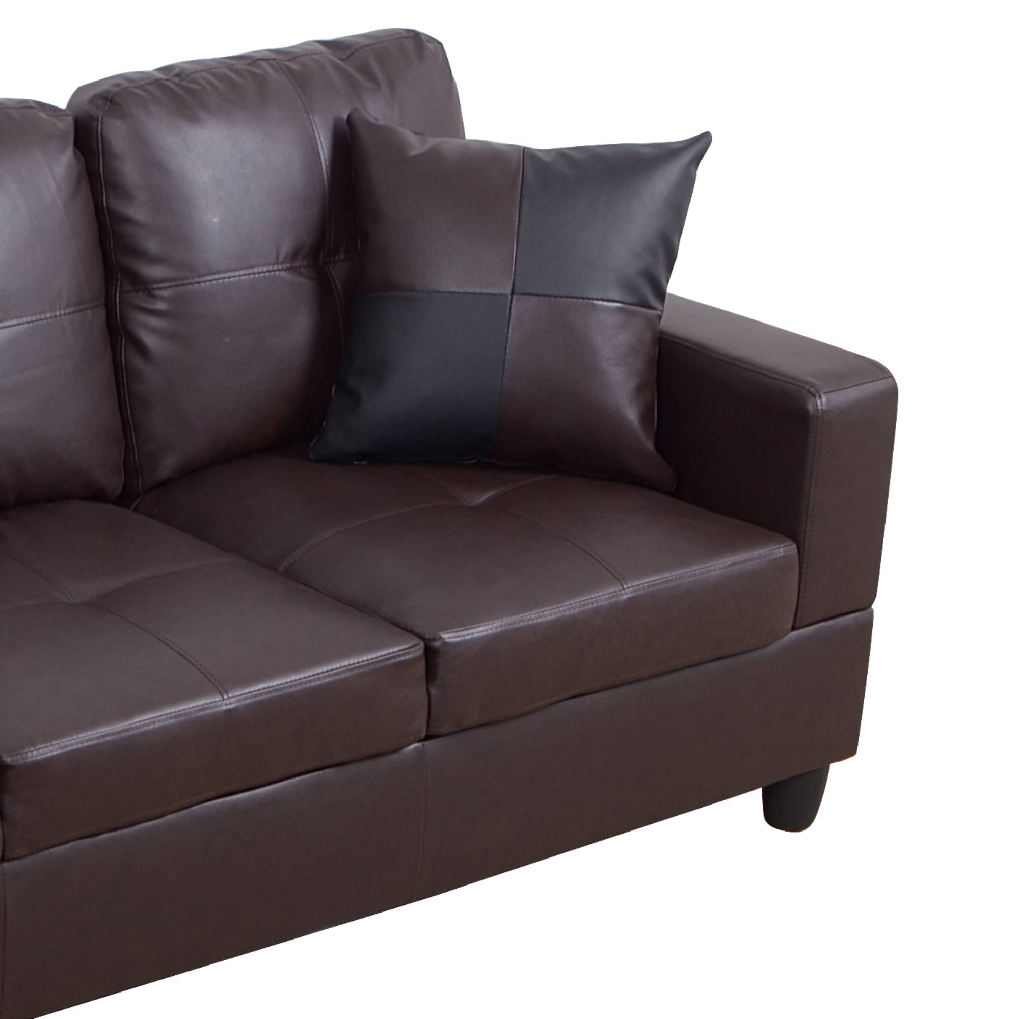 L Shape Leather sofa Couch Modern Sectional Couch with Left Chaise for Living Room Furniture Sets, Black