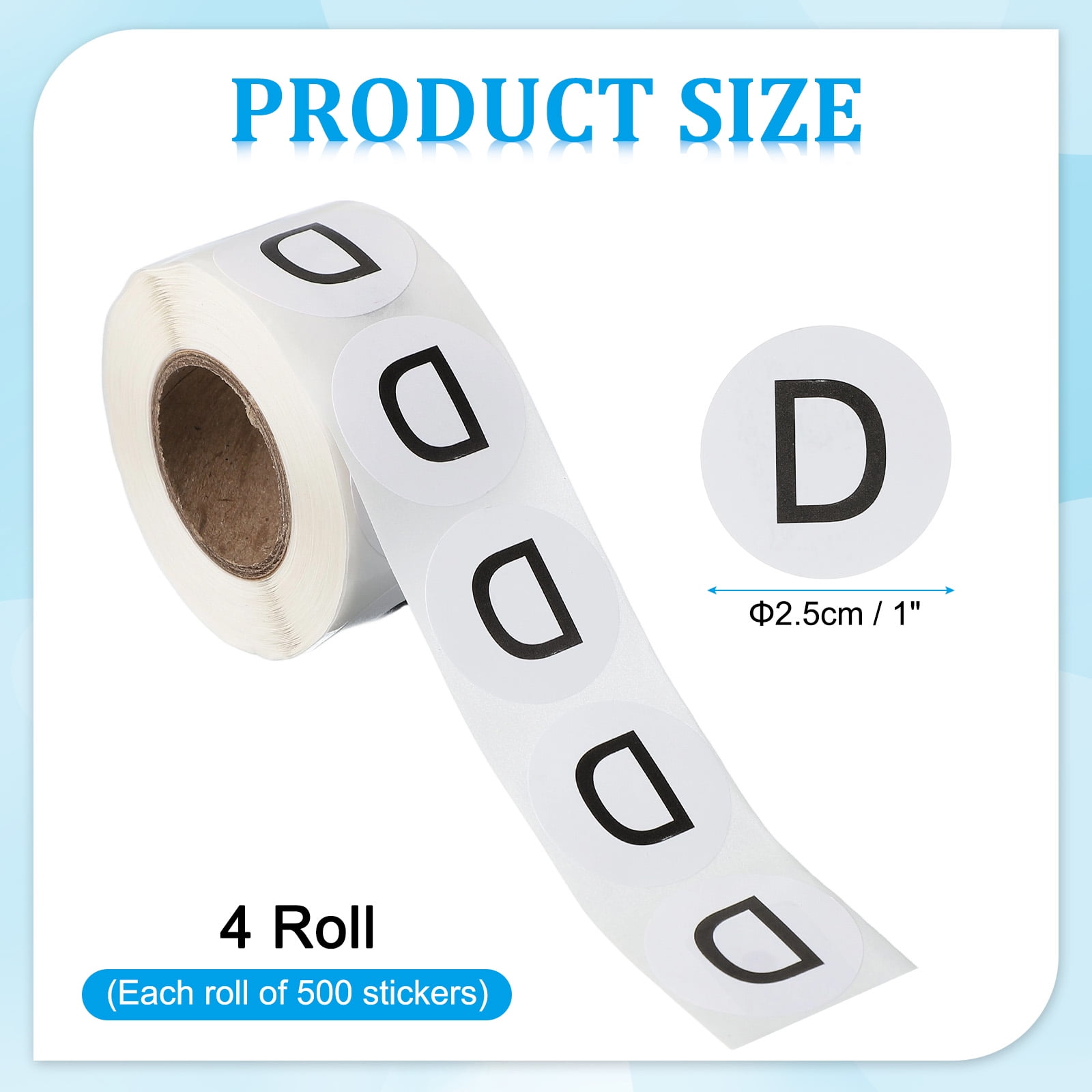 Uxcell 1" Round Letter D Stickers, Self-Adhesive Alphabet Stickers for Organization Storage Inventory 4 Rolls