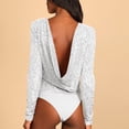 thumbnail image 6 of Crew Neck Bodysuit for Women Second-skin Feel Thong T-shirt Body Suits Tops, 6 of 9