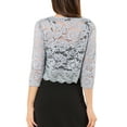 thumbnail image 3 of INSPIRE CHIC Valentine's Day Women's Shrugs Floral Lace Cardigan 3/4 Sleeves Sheer Cover Up Top M Gray, 3 of 7