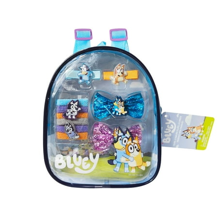 Bluey 15pc Accessories Mini Backpack with Bows, Elastics, and Clips