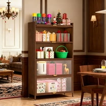 Jopath Metal Pantry Cabinet,57" Tall Kitchen Storage Cabinet with 4 Flip Doors Cabinet for Living Room,Dining Room,Office,Walnut