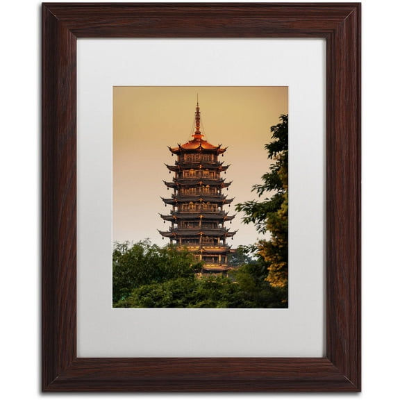 Trademark Fine Art "Light Pagoda" Canvas Art by Philippe Hugonnard, White Matte, Wood Frame