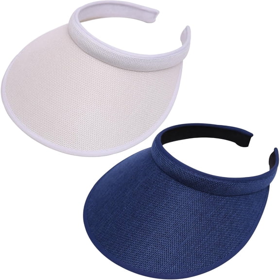 2 Pack UV Protection Wide Brim Clip-On Sun Visors, Lightweight Outdoor Cap for Men Women Golf Beach