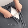 thumbnail image 6 of Sleep Zone Washed Jacquard Stripe Duvet Cover Set Twin/Twin XL, OEKO-TEX Soft Breathable Bedding, Lightweight All-Season Use, Hidden Zipper & Corner Ties, Machine Washable (Dark Grey, Twin/Twin XL), 6 of 11