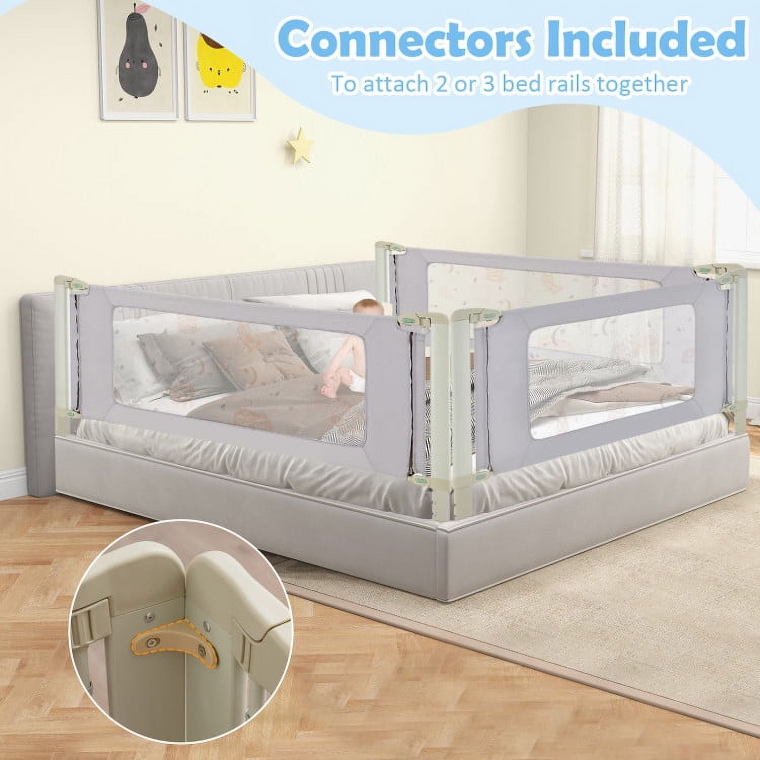 Spaco Vertical Lifting Bed Rail for Toddlers with Double Lock-70 inch, Bed Rail for Queen, King, Twin, and Bunk Size Beds