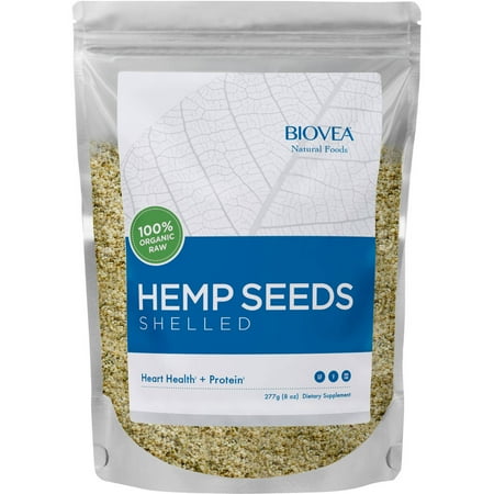 BIOVEA 100% Organic Raw Shelled Hemp Seeds, 8 oz