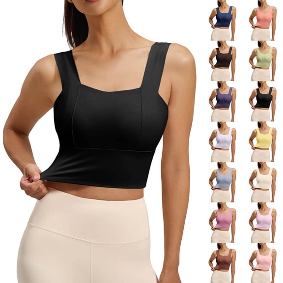 Purcolt Sports Bra Top for Women Short Sleeve Padded Yoga Workout Crop Top with Built in Bra Support
