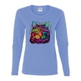 thumbnail image 2 of If You're Nice I Might Let You Live With Me Colorful Cat Animal Lover Womens Graphic Long Sleeve T-Shirt, Light Blue, 2XL, 2 of 3