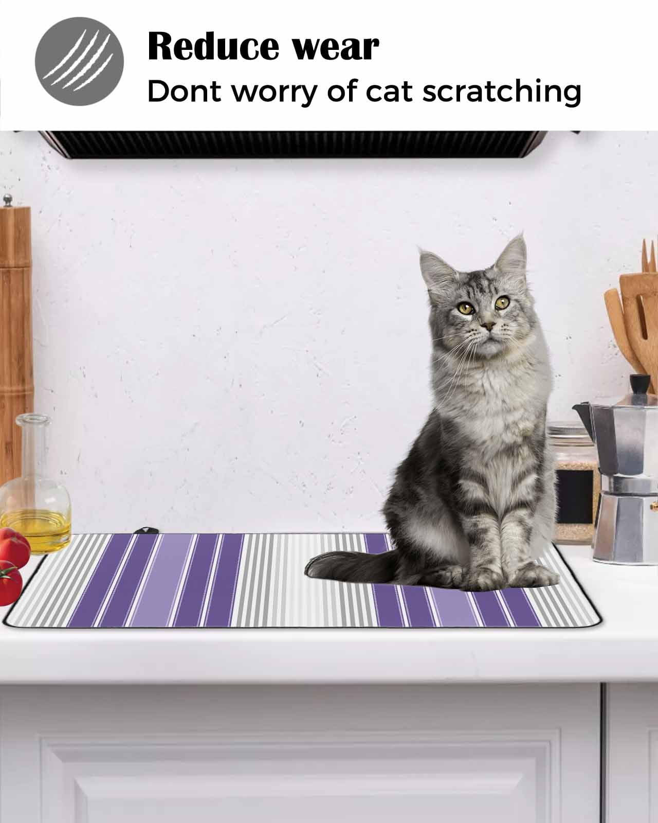 nqOlkjepod Large Induction Cooktop Protector Mat 24"x21", Purple Gray Stripes Stove Top Covers for Electric Stove, Modern Simple Abstract Vertical Lines Stove Burner Cover Mats Stove Cover